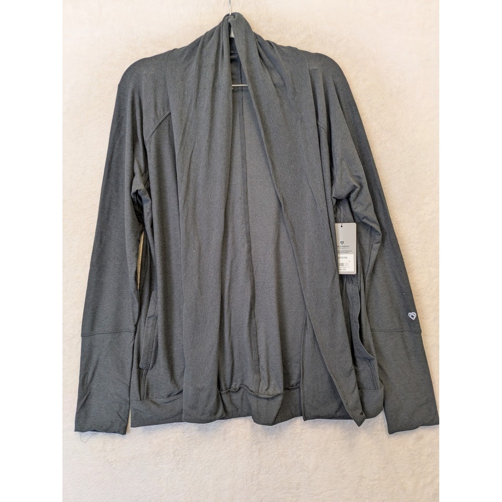 NEW Colosseum Cardigan Women's S Grey‎ Draped Open Front Sunrun Logo